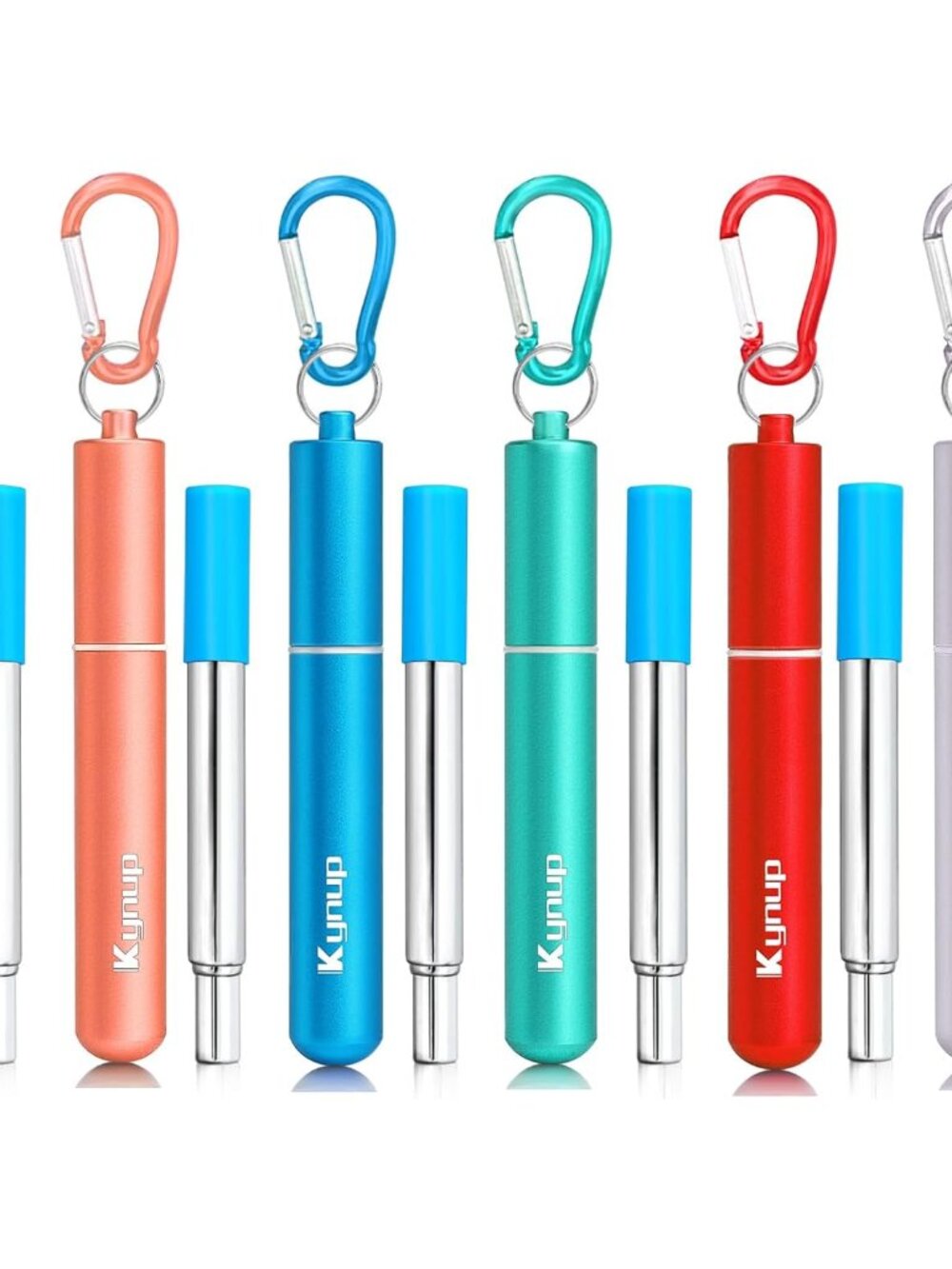Collapsible Reusable Metal Straws, Travel Straws with Storage Cases
